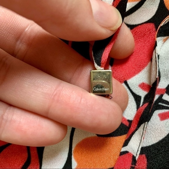 Calvin Klein Pink Orange Leaf Print Wide Leg Pants - Picture 3 of 6